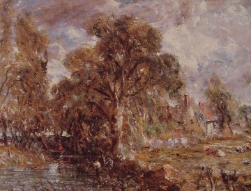 Escena en un río2 Paisaje romántico John Constable Pinturas al óleo